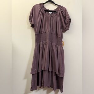 NWT Jo West Cottage Core Tiered‎ Dress in Chocolate Mauve - XXL